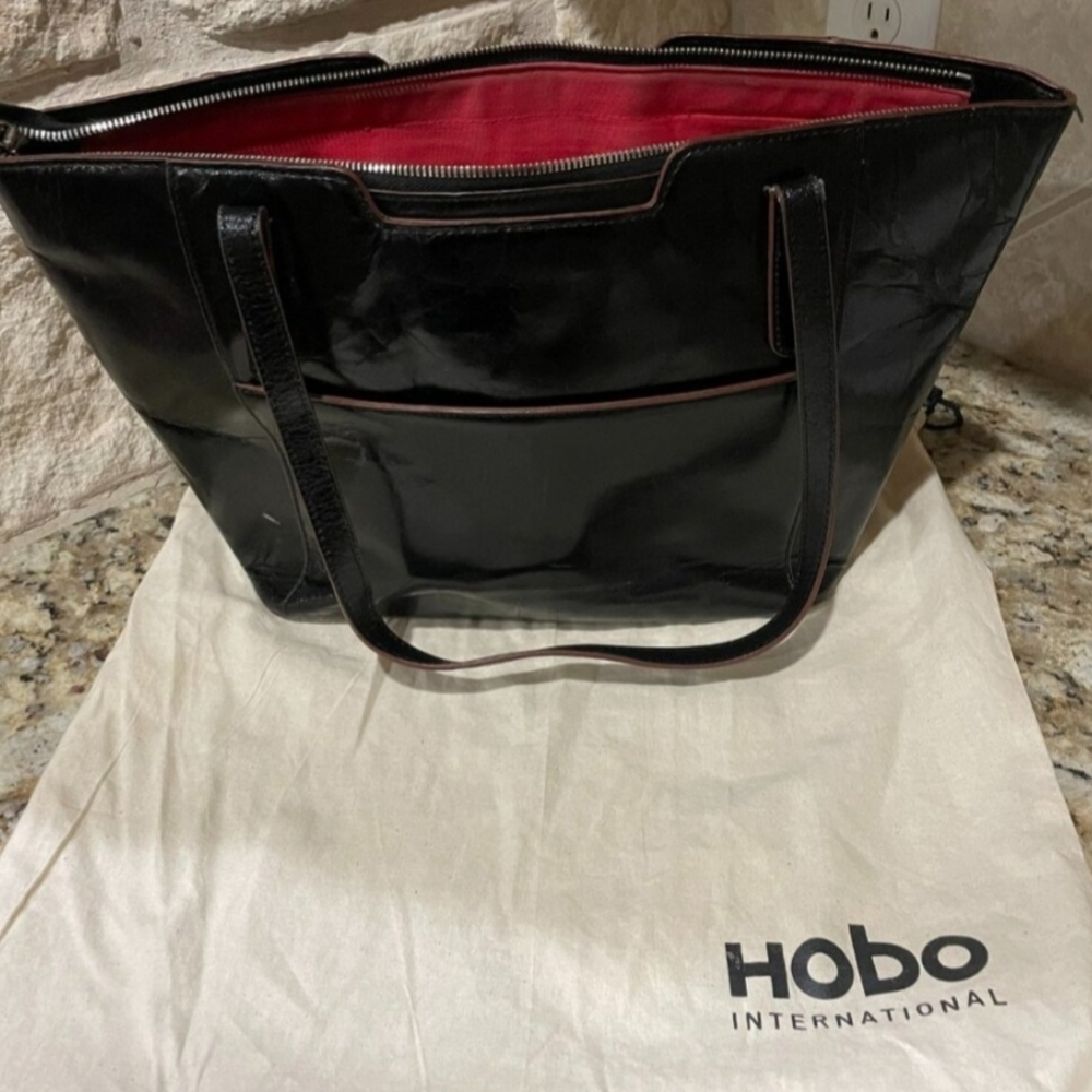 HOBO Black Leather Tote Bag